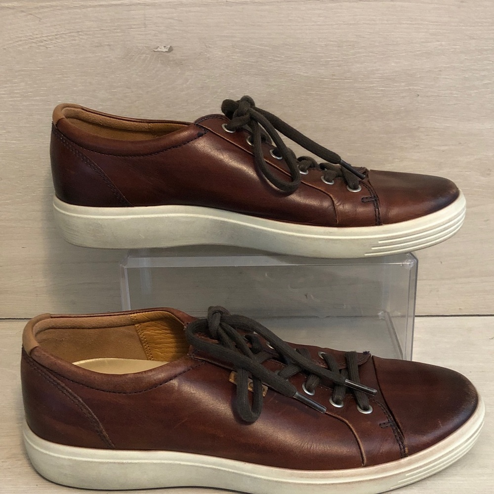 ECCO Adult Soft 7 City Tie Brown Leather Shoes Unisex EU 42 US 8.5-9
